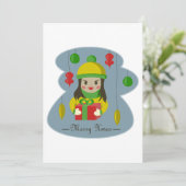 Invitation Fille avec boîte cadeau de Noël (Debout devant)