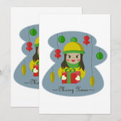 Invitation Fille avec boîte cadeau de Noël (Devant / Derrière)