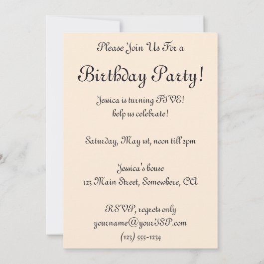 Invitation Fille avec canne d'arrosage par Renoir, fête d'ann (Dos)