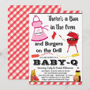 Invitation Fille avec un bébé en route Barbecue Baby Shower