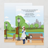 Invitation Fille Avec Un Chien (Devant / Derrière)