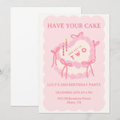 Invitation Fille Avoir ton gâteau, Mange-le DEUX deuxième ann (Devant / Derrière)