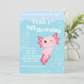 Invitation Fille Axolotl rose 1er anniversaire (Debout devant)