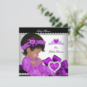 Invitation Fille Baby shower afro-américaine de princesse vio (Debout devant)