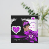 Invitation Fille Baby shower afro-américaine de princesse vio (Debout devant)
