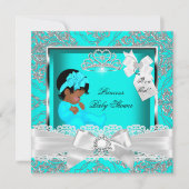 Invitation Fille Baby shower afro-américaine Turquoise (Devant)
