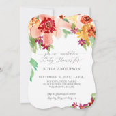 Invitation Fille Baby shower Aquarelle moderne Automne Floral (Devant)