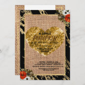 Invitation Fille Baby shower Automne Citrouille Rustique Burl (Devant / Derrière)