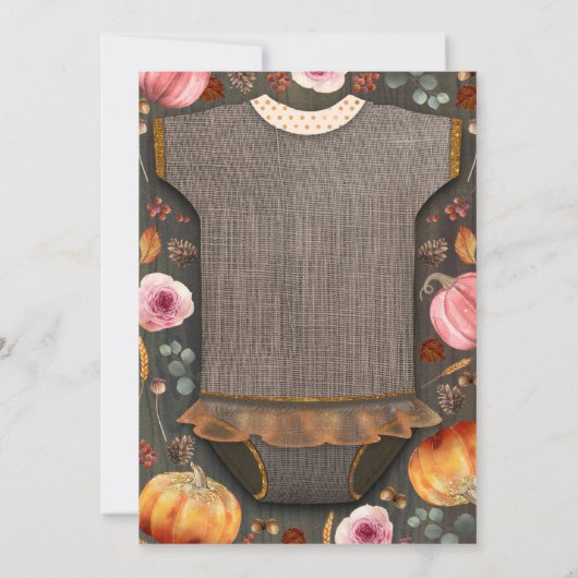 Invitation Fille Baby shower Automne Citrouille Rustique Burl (Dos)