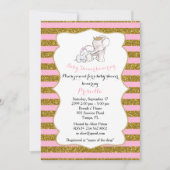 Invitation FILLE Baby shower, bande, rose, parties scintillan (Devant)