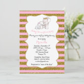 Invitation FILLE Baby shower, bande, rose, parties scintillan (Debout devant)
