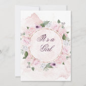 Invitation Fille baby shower Blush rose Floral (Dos)