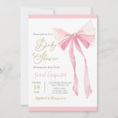 Invitation Fille Baby shower Bow (Devant)