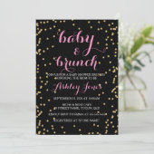 Invitation Fille Baby shower & Brunch Parties scintillant or  (Debout devant)