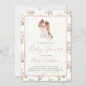 Invitation Fille Baby shower Cavalier Chien chiot (Devant)