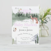 Invitation Fille Baby shower cerf Bois d'hiver (Debout devant)