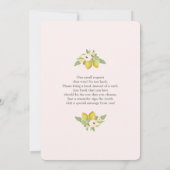 Invitation Fille Baby shower citron (Dos)