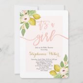 Invitation Fille Baby shower citron (Devant)