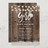 Invitation Fille Baby shower Daisy Rustique Fleur de souffle (Devant / Derrière)