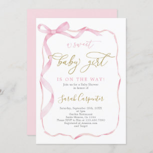 Invitation Fille Baby shower de la ceinture rose