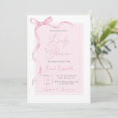 Invitation Fille Baby shower de la ceinture rose (Debout devant)
