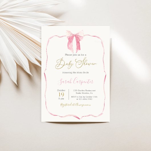 Invitation Fille Baby shower de la ceinture rose