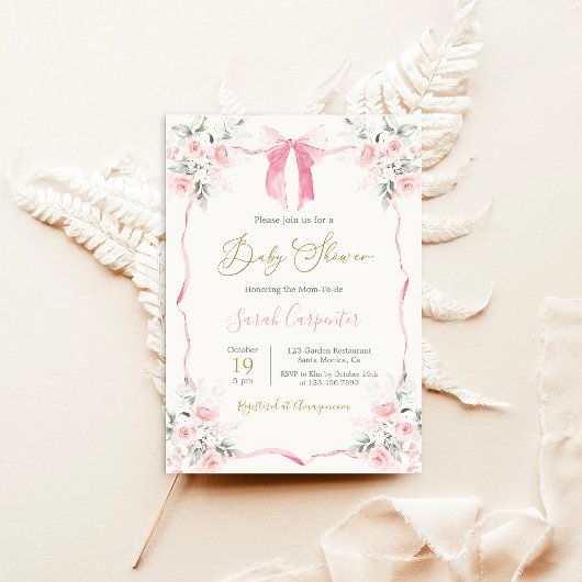 Invitation Fille Baby shower de la ceinture rose