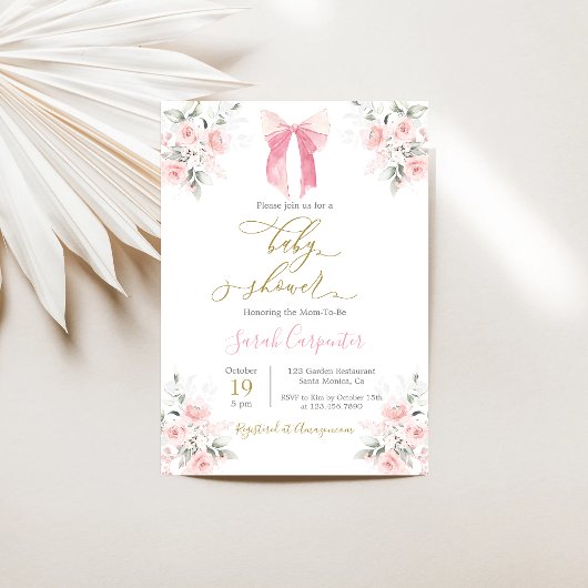 Invitation Fille Baby shower de la ceinture rose