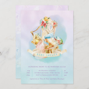 Invitation Fille Baby shower de Mermaid sous le Turquoise de