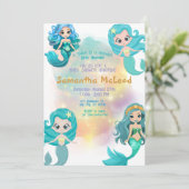 Invitation Fille Baby shower de sirène sous la mer (Debout devant)