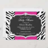 Invitation Fille Baby shower - Elégant Zebra Print Hot Pink (Dos)