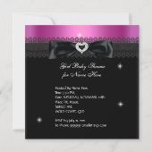 Invitation Fille Baby shower fête rose noir dentelle (Dos)