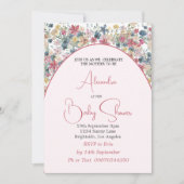 Invitation Fille Baby shower Fleur sauvage rose (Devant)