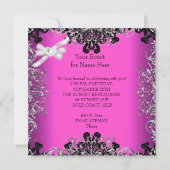 Invitation Fille Baby shower Joli rose chaud noir (Dos)