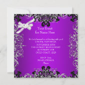 Invitation Fille Baby shower Joli violet blanc noir (Dos)