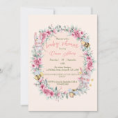 Invitation Fille Baby shower lapin rose rose mignon (Devant)