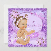 Invitation Fille Baby shower mauve Floral Precious (Devant)