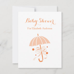 Invitation Fille Baby shower Mignonne Parapluie Orange Avec B
