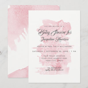 Invitation Fille Baby shower Moderne Nettoyage Aquarelle Simp