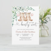 Invitation Fille Baby Shower Ours (Debout devant)