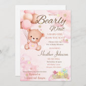 Invitation Fille Baby shower ours (Devant / Derrière)