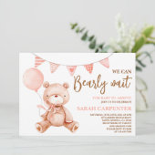 Invitation Fille Baby shower ours (Debout devant)