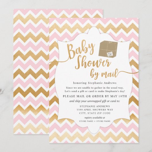 Invitation Fille Baby shower par la poste avec boîte d'expédi (Devant / Derrière)