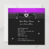 Invitation Fille Baby shower Party Purple Black Lace (Dos)