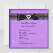 Invitation Fille Baby shower Party Purple Black Lace (Dos)