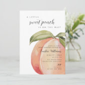 Invitation fille Baby shower pêche douce (Debout devant)