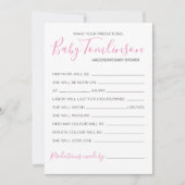 Invitation Fille Baby shower prédictions Guess Game Card (Devant)