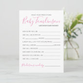 Invitation Fille Baby shower prédictions Guess Game Card (Debout devant)