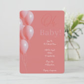 Invitation fille baby shower rose (Debout devant)