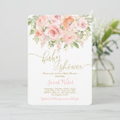 Invitation Fille baby shower rose et melon (Debout devant)